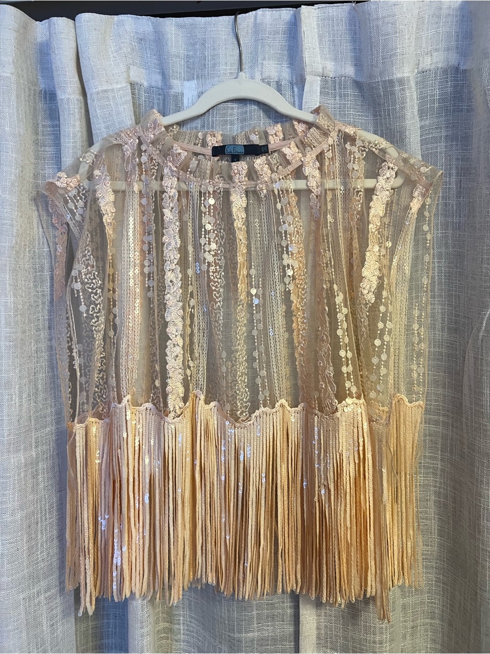 Eva Franco Blush Pink Sequin and Lace Top